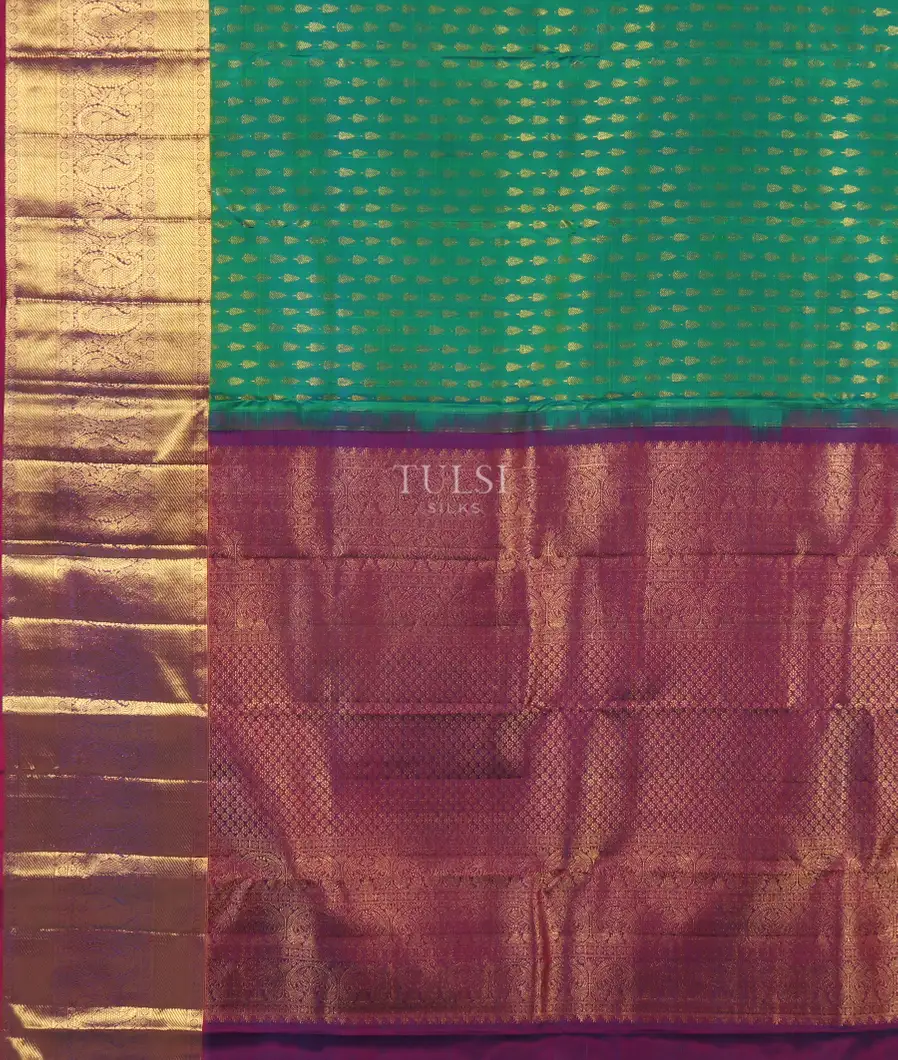 Greenish Blue Kanjivaram Silk Saree T5086704