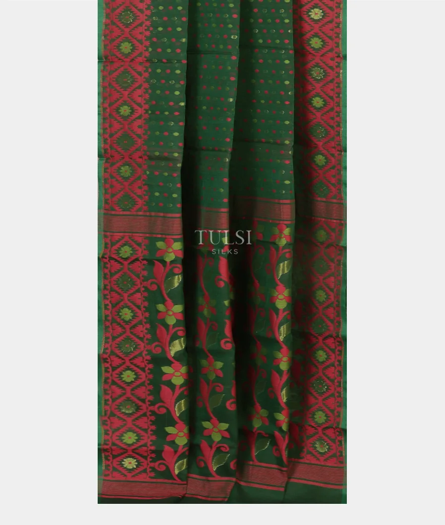 Green Dhakai Cotton Saree T5178922