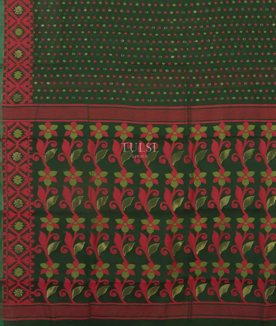 Green Dhakai Cotton Saree T5178924