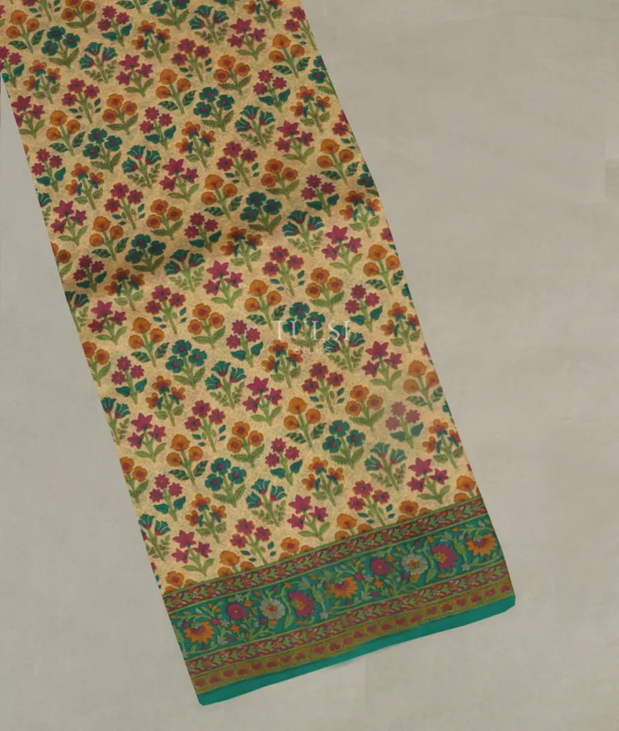 Beige Printed Silk Saree T444552-image