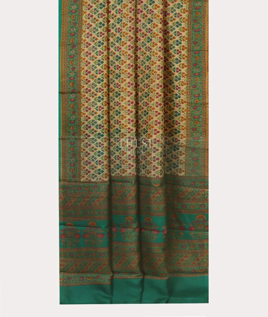 Beige Printed Silk Saree T4445522
