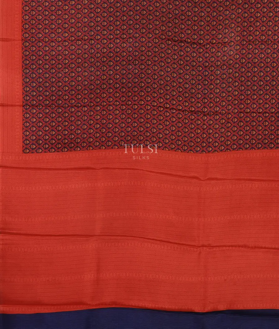 Blue Printed Silk Saree T4614354