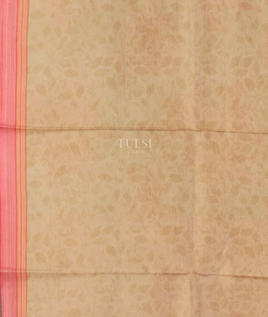 Beige Printed Silk Saree T5189123