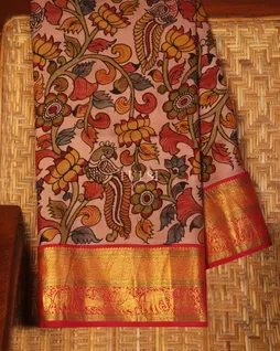Pink Kanjivaram Kalamkari Handpainted Saree T5148081