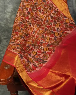 Pink Kanjivaram Kalamkari Handpainted Saree T5148082