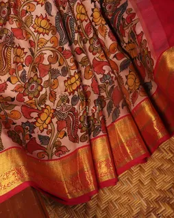 Pink Kanjivaram Kalamkari Handpainted Saree T5148084