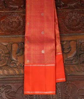 Orangish Pink Kanjivaram Silk Saree T5011941