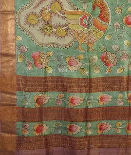 Green Tussar Embroidery Saree T5169554
