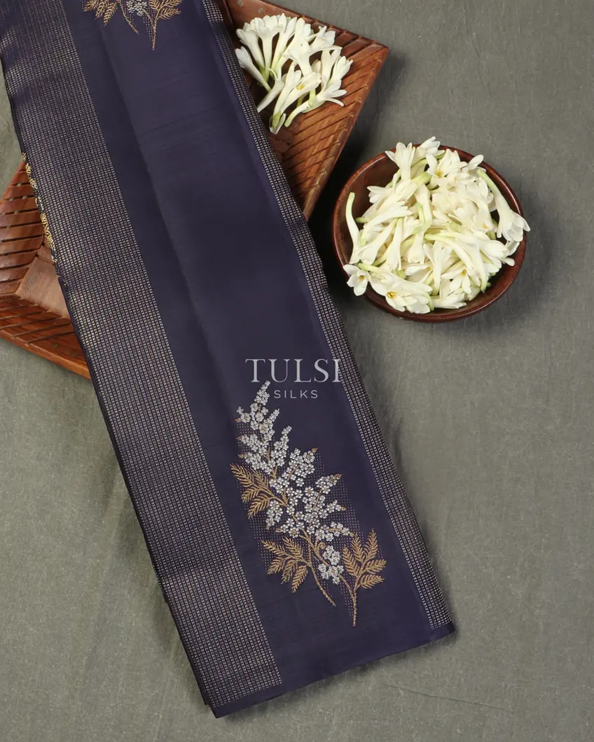 Midnight Blue Kanjivaram Silk Saree T521480-image