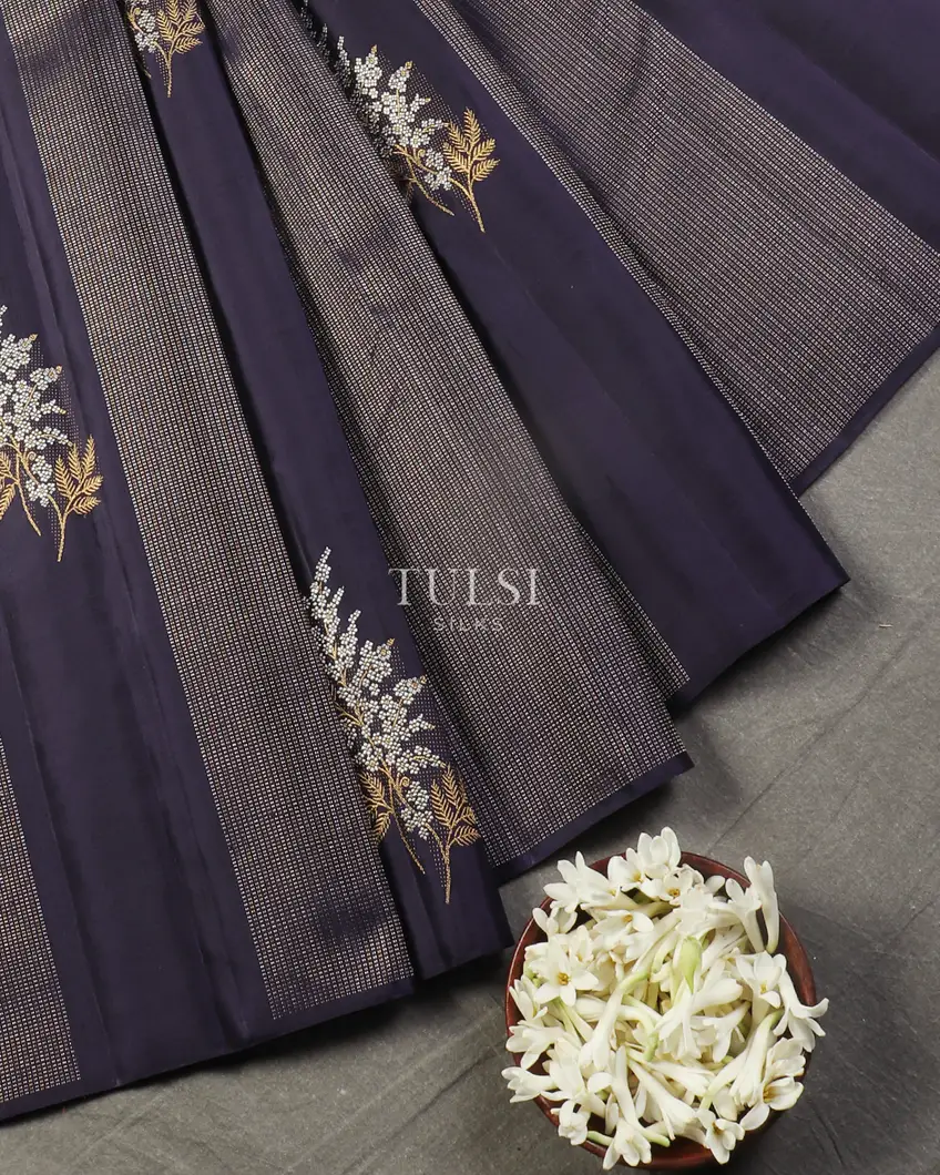 Midnight Blue Kanjivaram Silk Saree T5214802