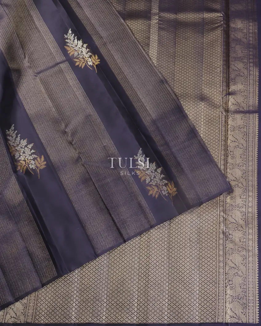 Midnight Blue Kanjivaram Silk Saree T5214804