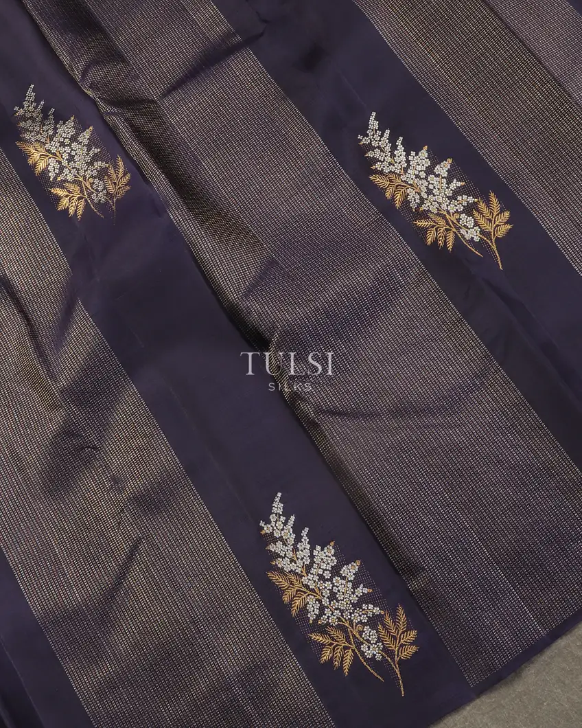 Midnight Blue Kanjivaram Silk Saree T5214805