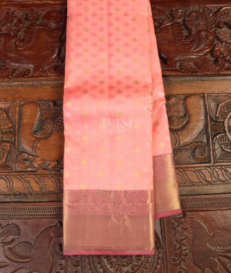 Peach Soft Silk Saree T509587-image