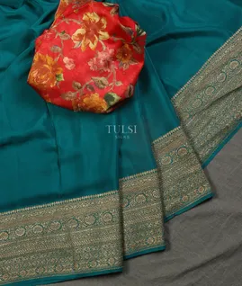 Blue Banaras Crepe Silk Saree T5210865
