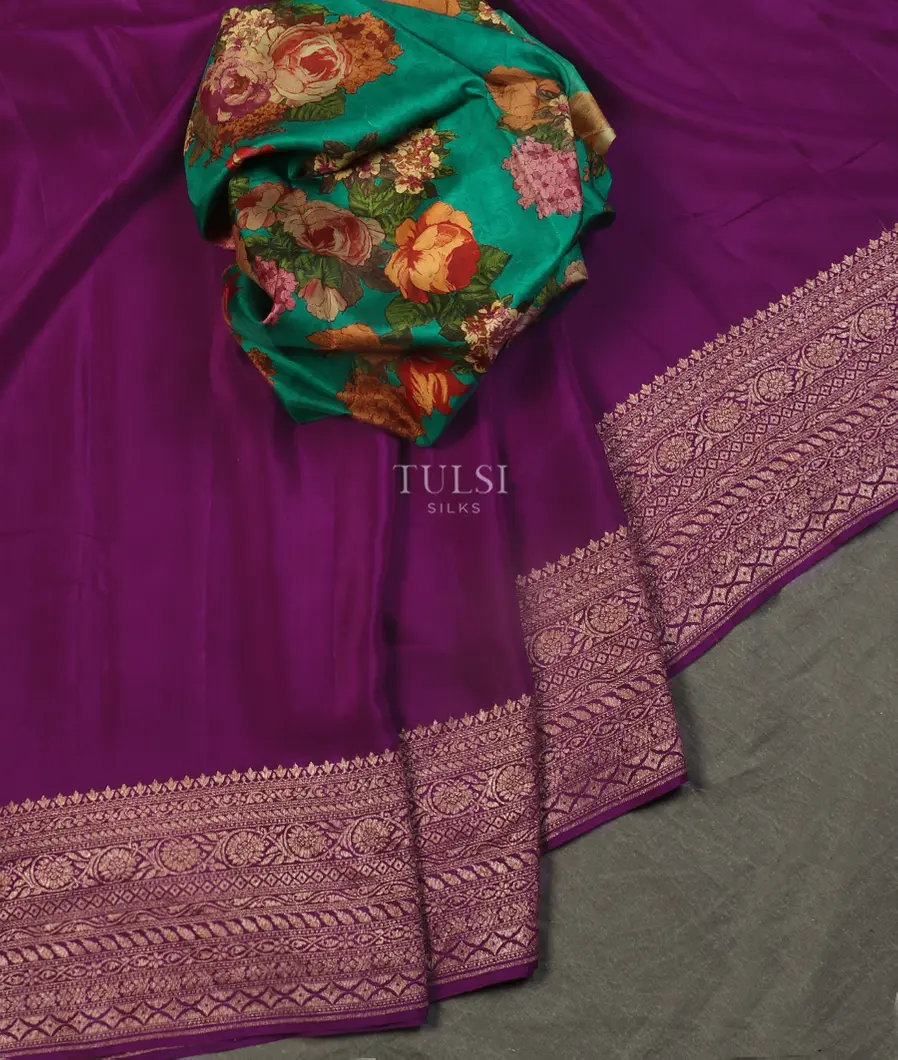 Purple Banaras Crepe Silk Saree T5210655
