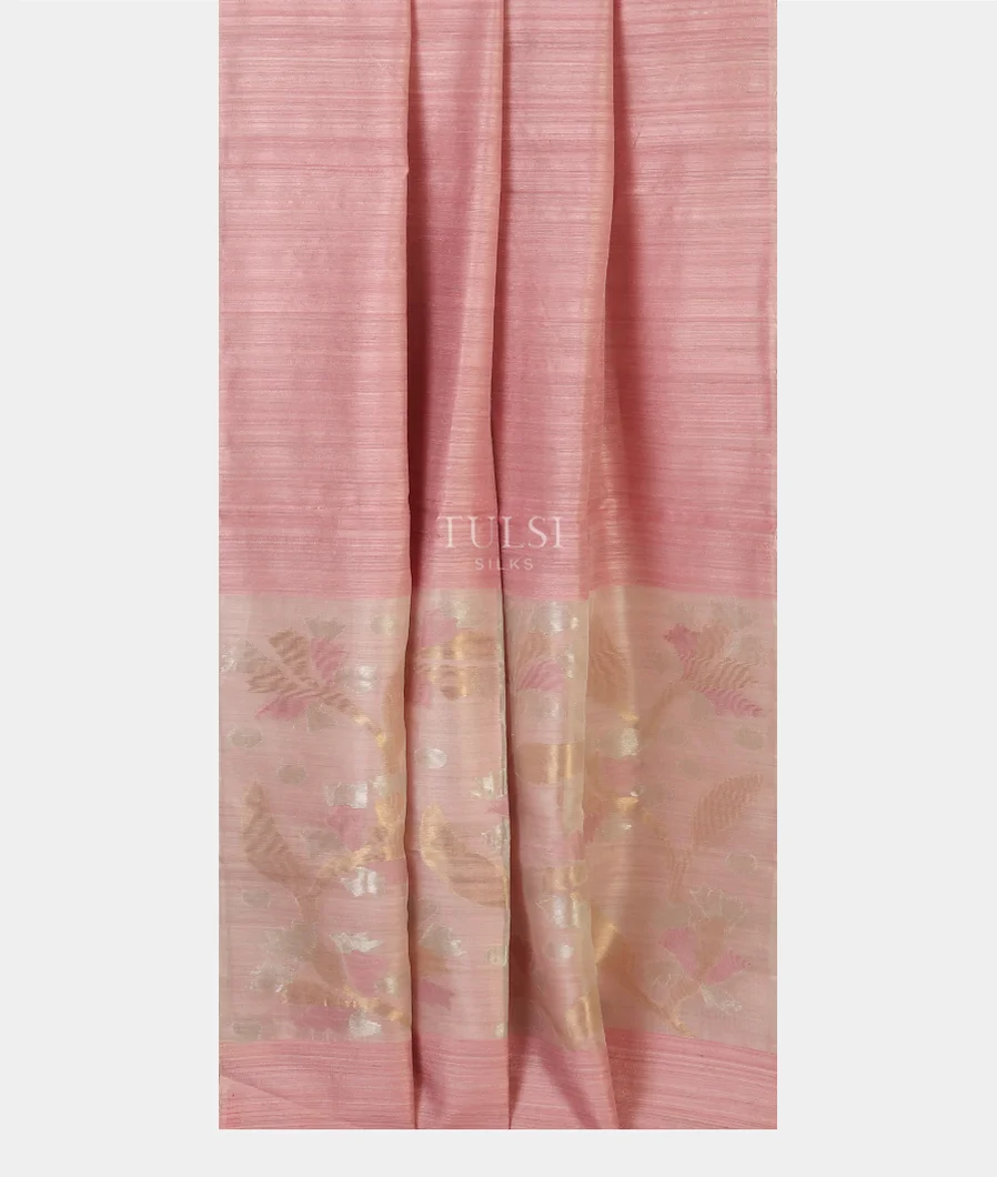 Pink Handwoven Tussar Saree T5124502