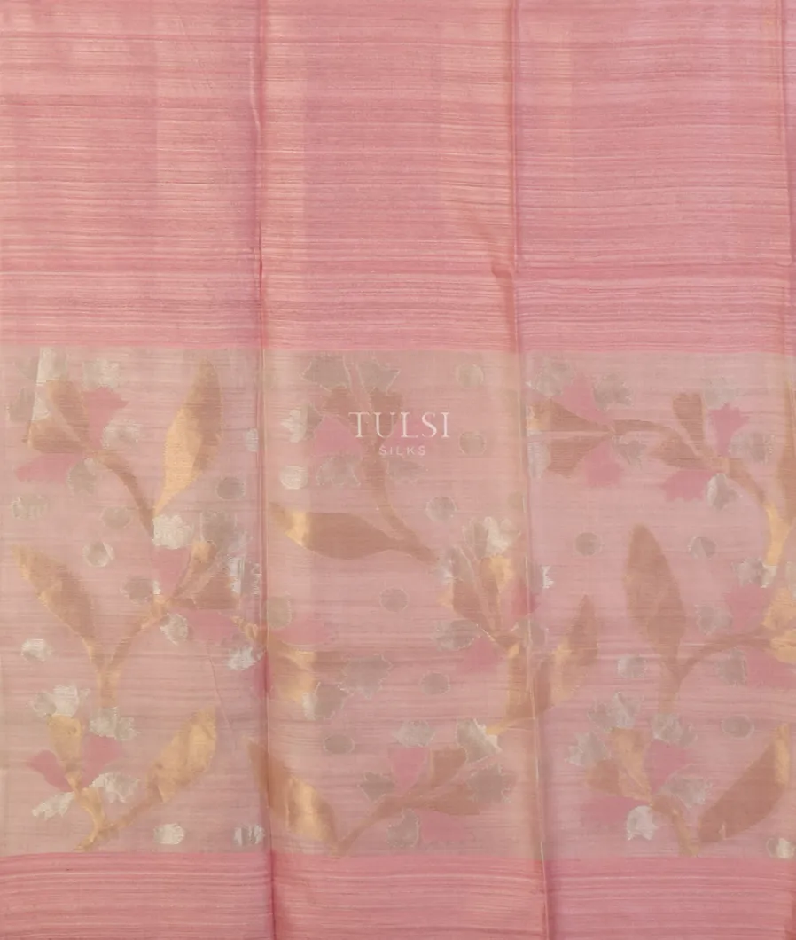 Pink Handwoven Tussar Saree T5124504