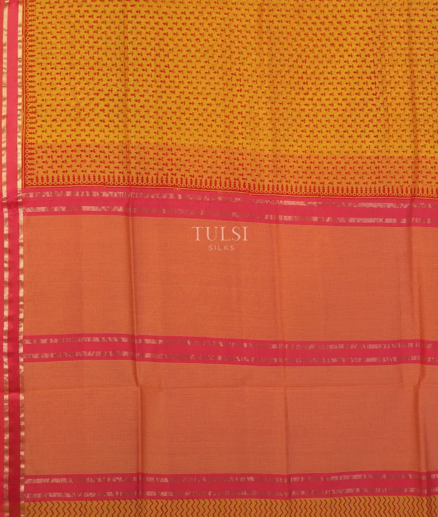 Yellow Maheshwari Printed Cotton Saree T5104784