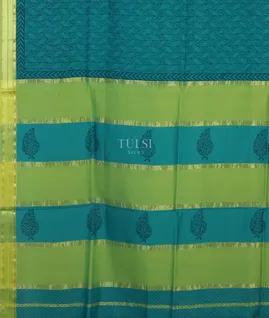 Blue Maheshwari Printed Cotton Saree T5104654