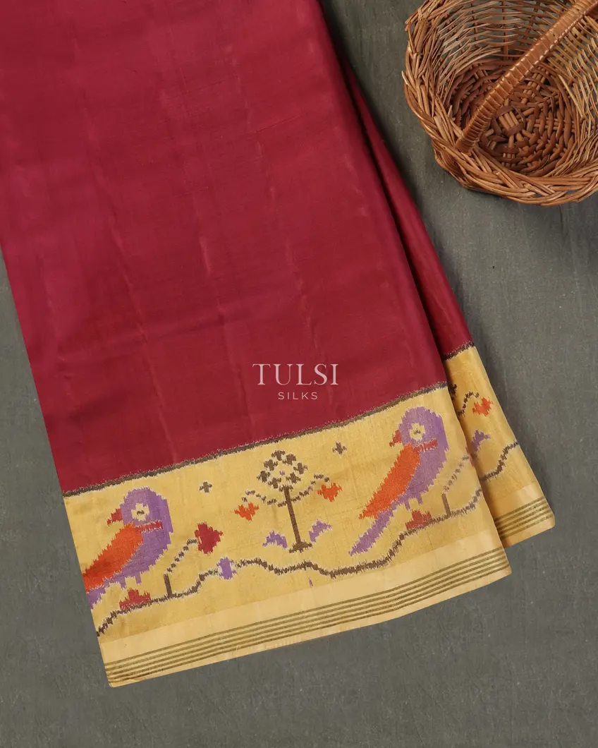 Plum Purple Patola Silk Saree T517997-image
