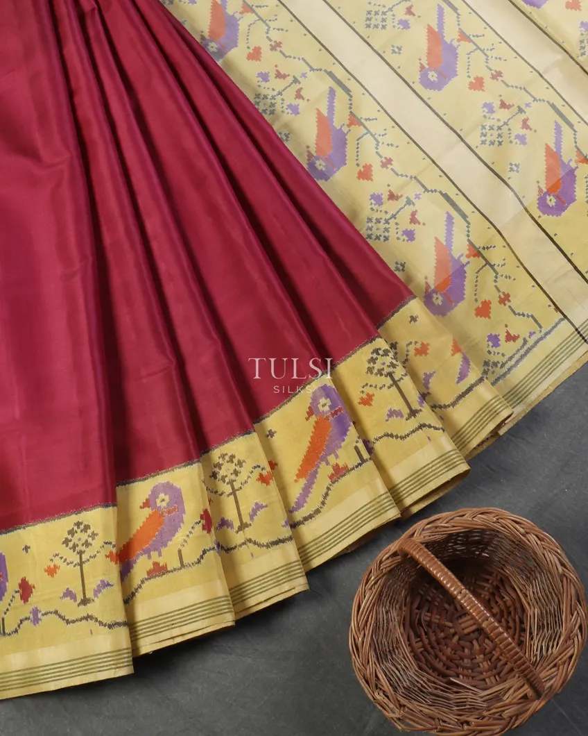Plum Purple Patola Silk Saree T5179972