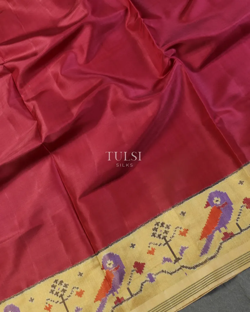 Plum Purple Patola Silk Saree T5179974