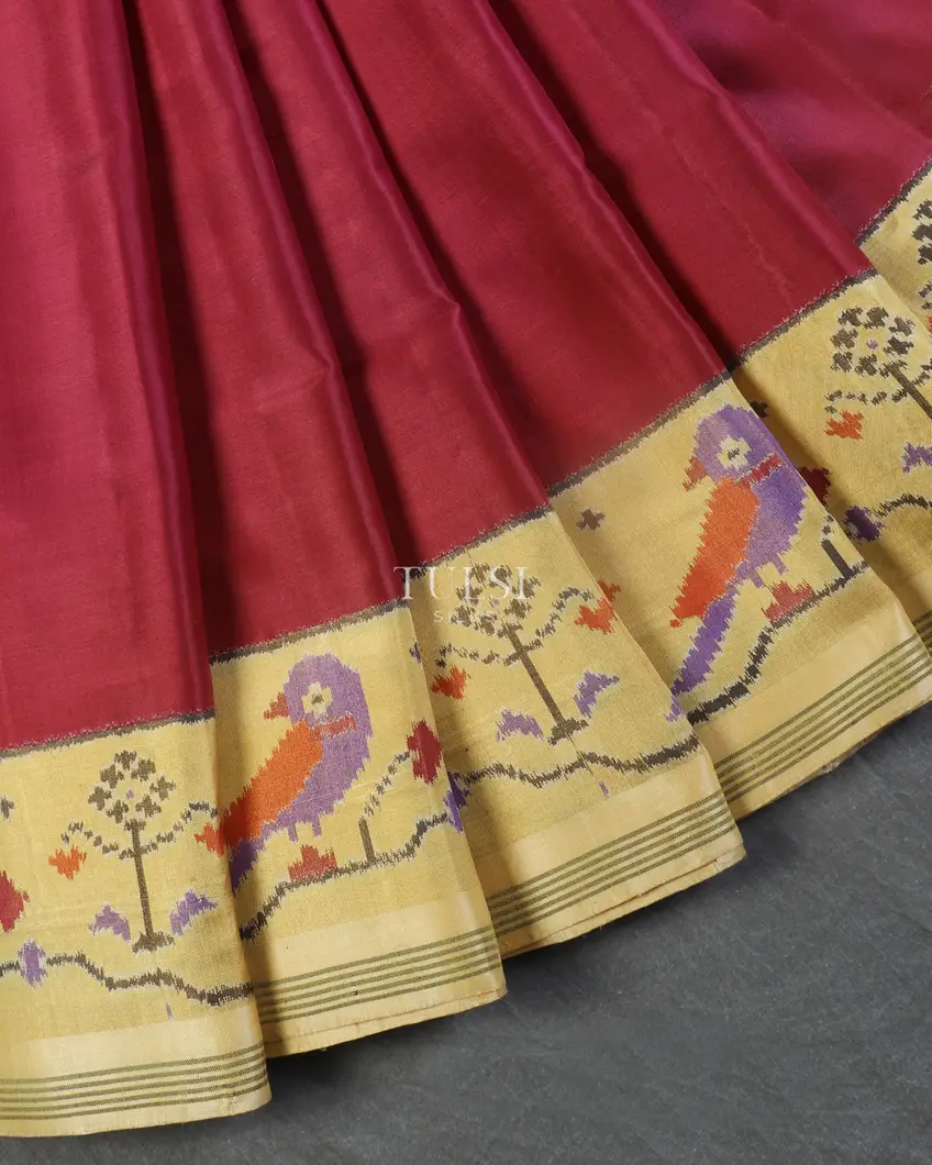 Plum Purple Patola Silk Saree T5179975