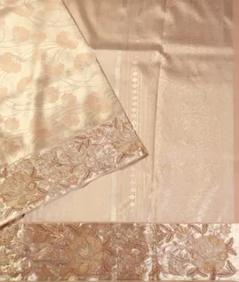 Light Peach Kanjivaram Silk Embroidery Saree T5231334