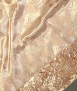 Light Peach Kanjivaram Silk Embroidery Saree T5231335