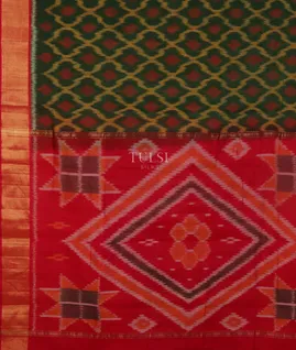 Bottle Green Pochampalli Silk Cotton Saree T5139774