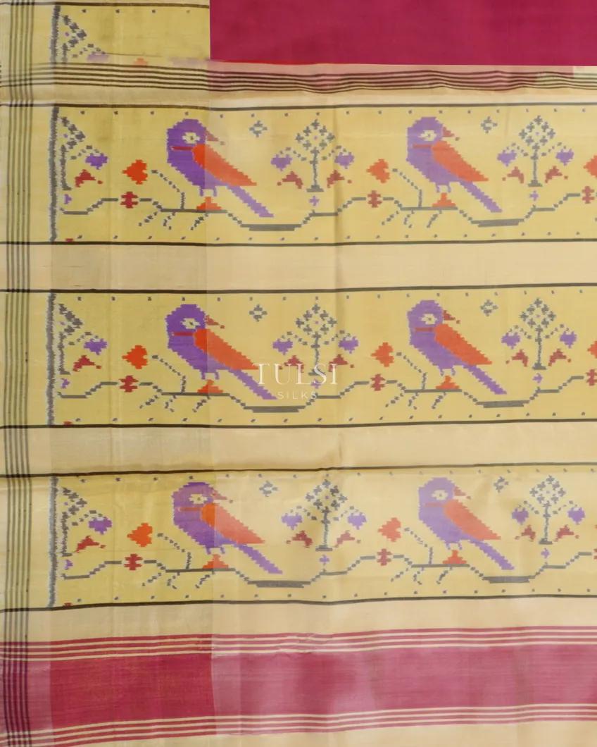 Plum Purple Patola Silk Saree T5179976