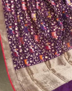 Purple Banaras Silk Saree T5228624