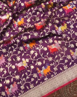 Purple Banaras Silk Saree T5228625