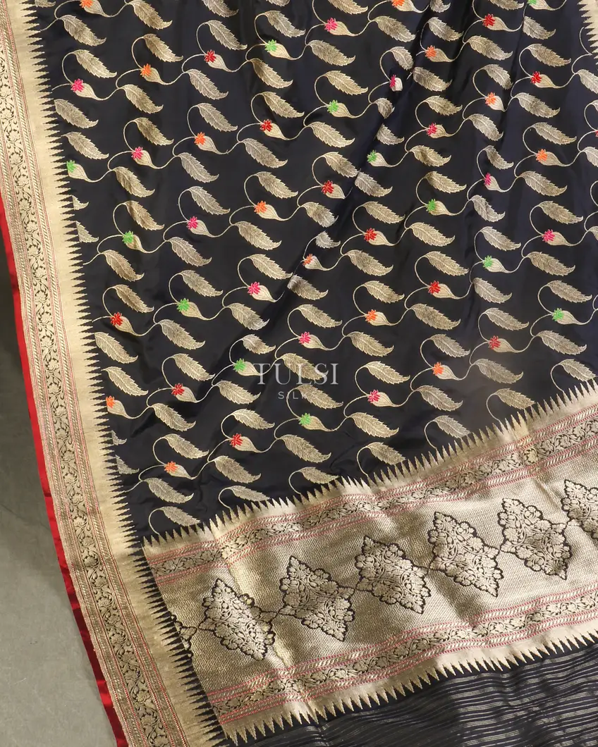 Midnight Blue Banaras Silk Saree T5212264