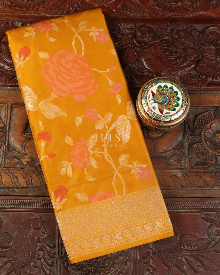 Yellow Banaras Silk Saree T522700-image