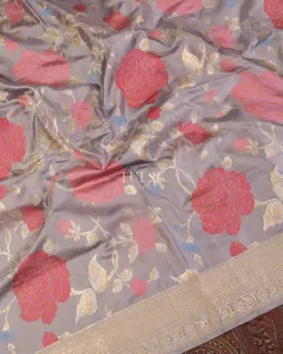 Light Lavender Banaras Silk Saree T5227085
