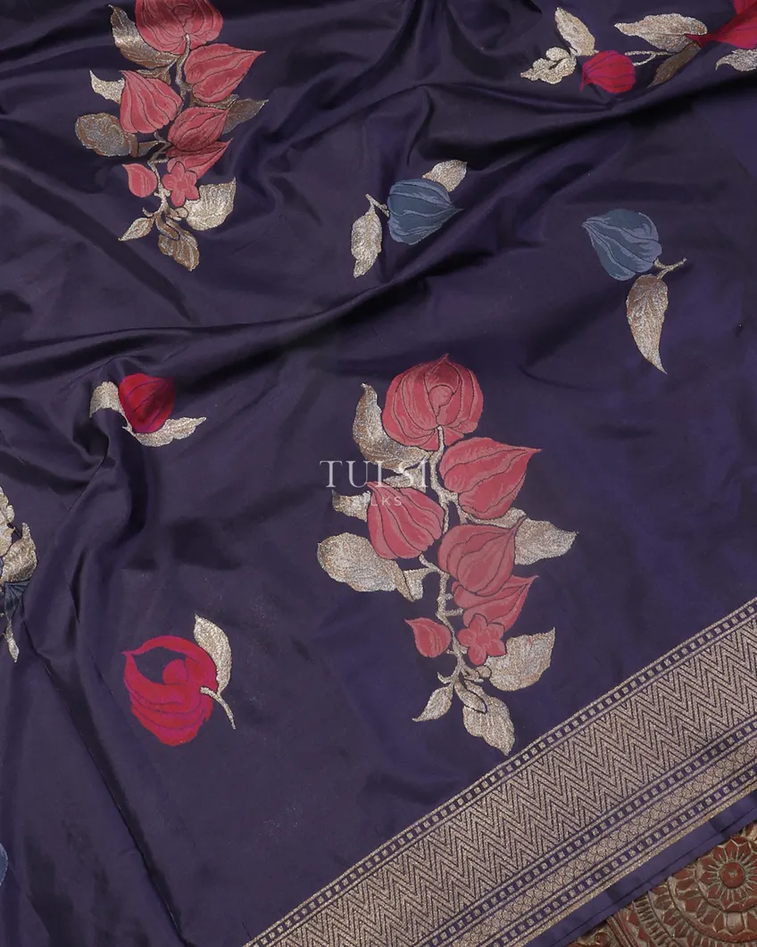 Blue Banaras Silk Saree T5227095