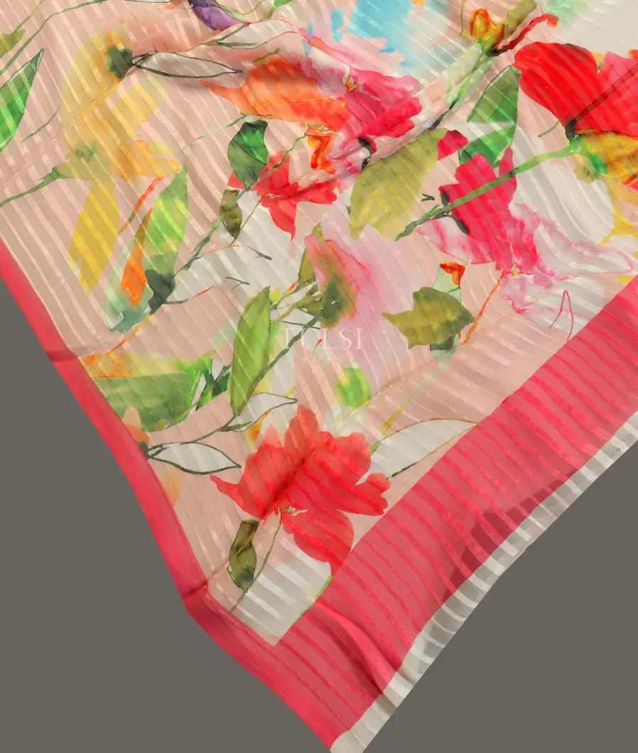 Peach Georgette Silk Saree T3544344