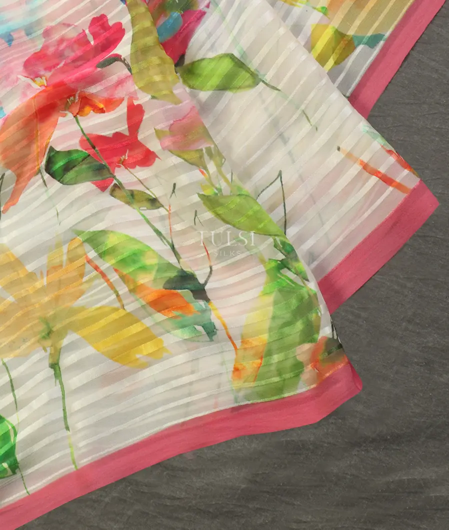 White Georgette Silk Saree T3544362