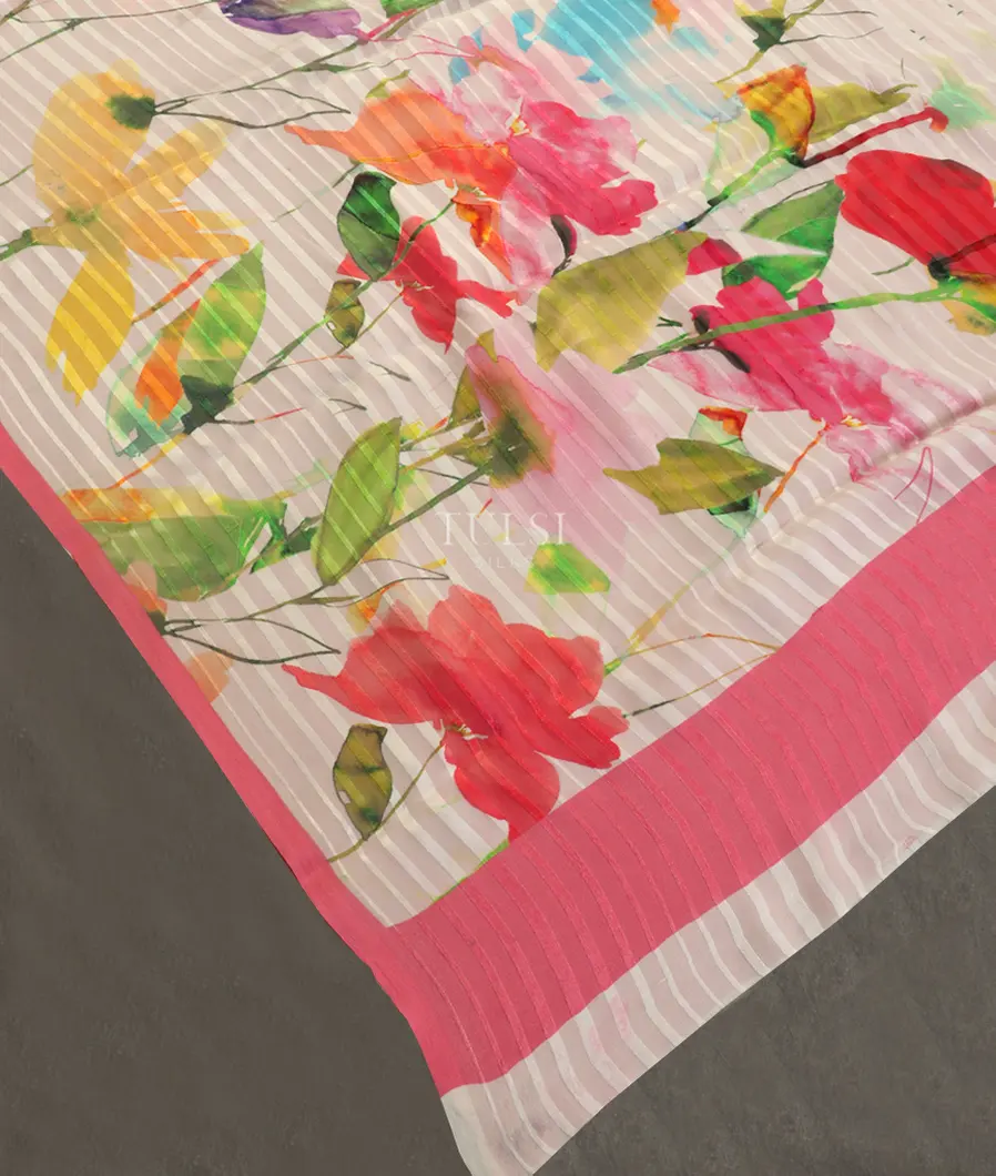 White Georgette Silk Saree T3544364