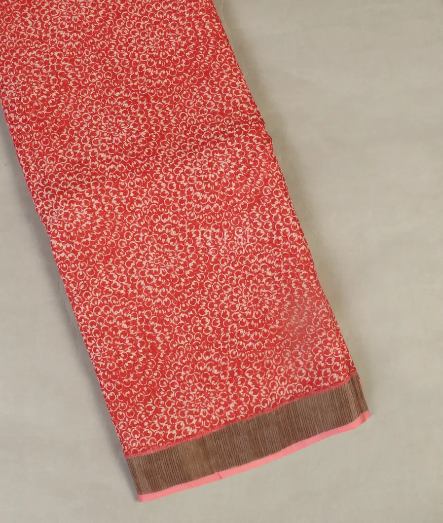 Red Soft Printed Cotton Saree T518529-image