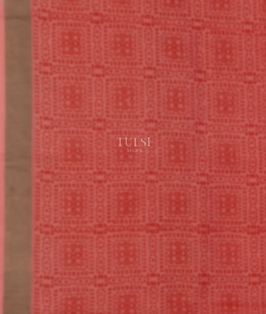 Red Soft Printed Cotton Saree T5185293