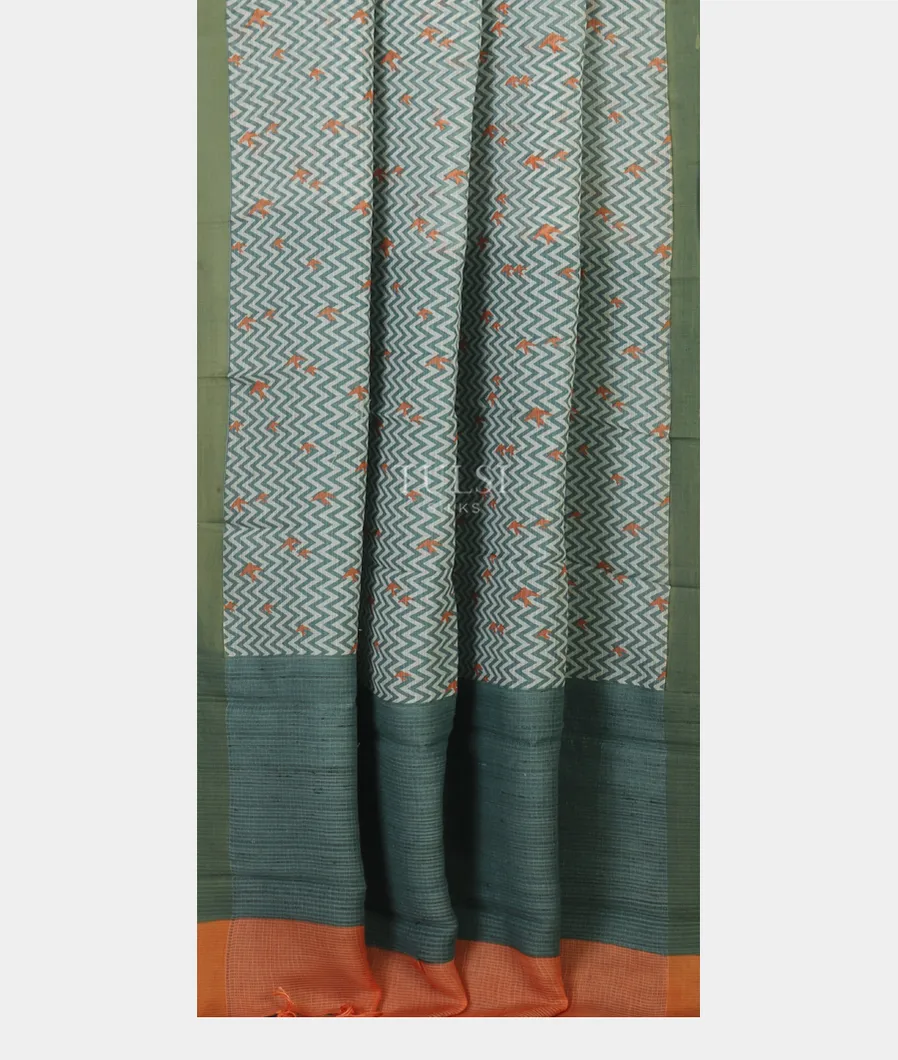 White Soft Printed Cotton Saree T5185042