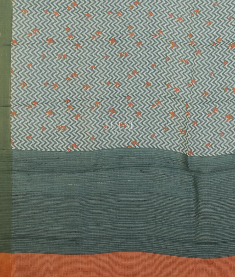 White Soft Printed Cotton Saree T5185044