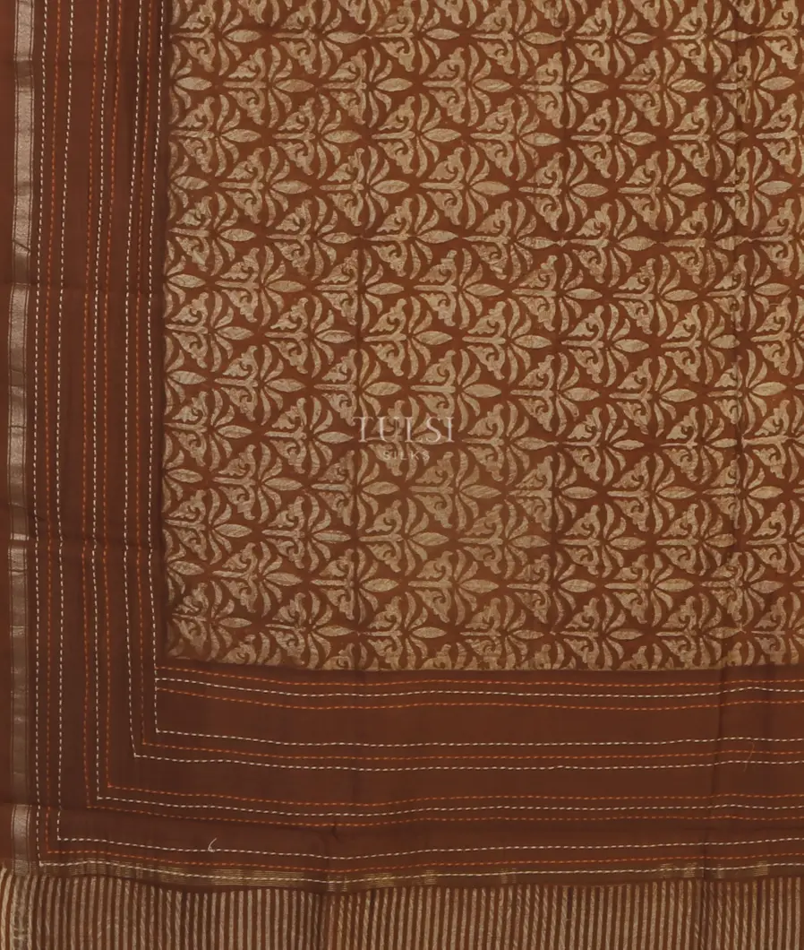 Brown Soft Printed Cotton Saree T5173164
