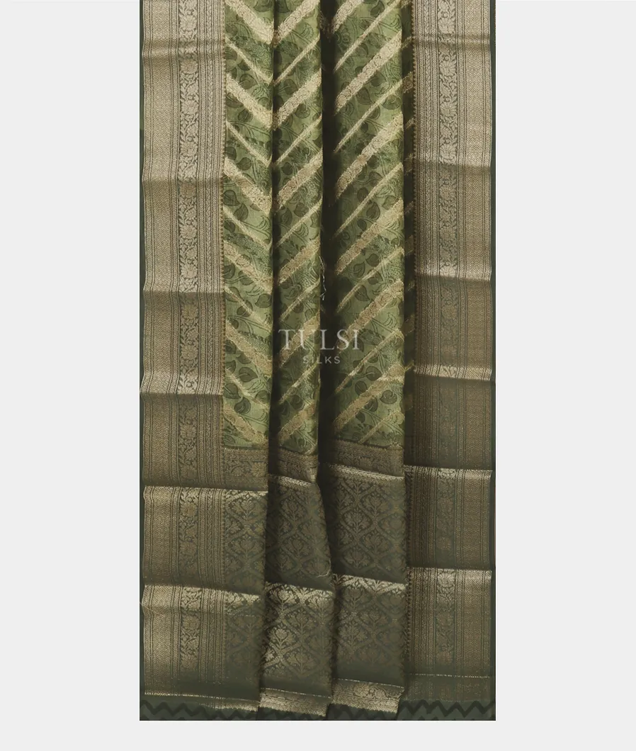 Green Soft Printed Cotton Saree T5150782