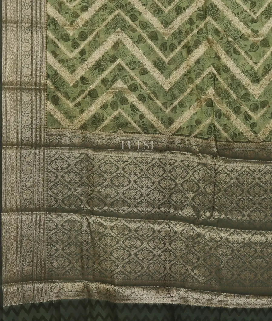 Green Soft Printed Cotton Saree T5150784