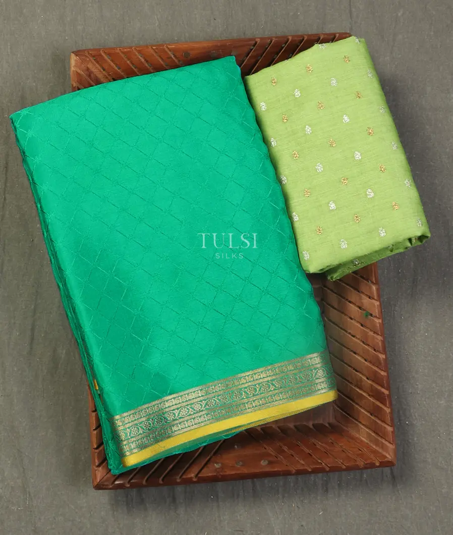 Teal Green Crepe Silk Saree T523386-image