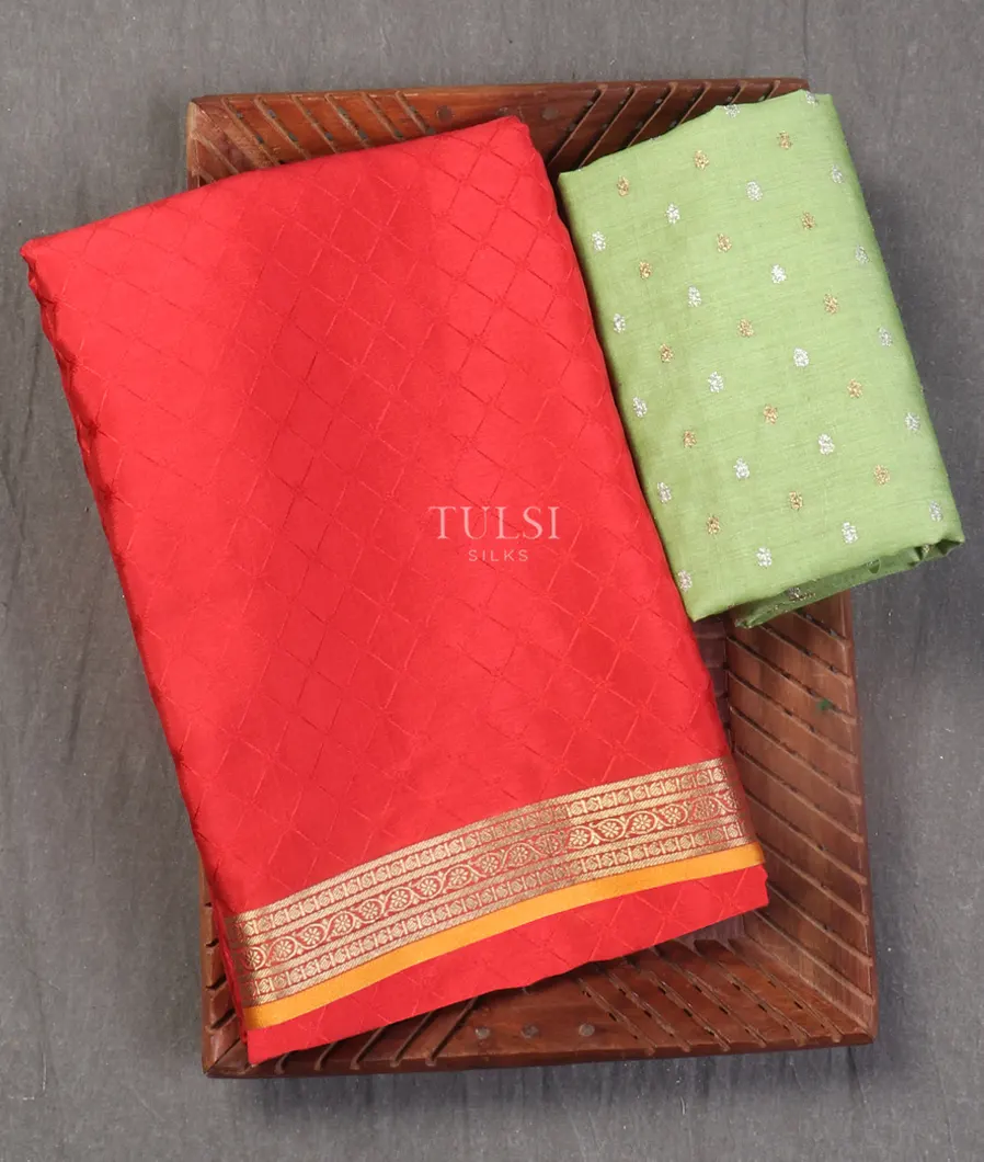 Coral Peach Crepe Silk Saree T523392-image