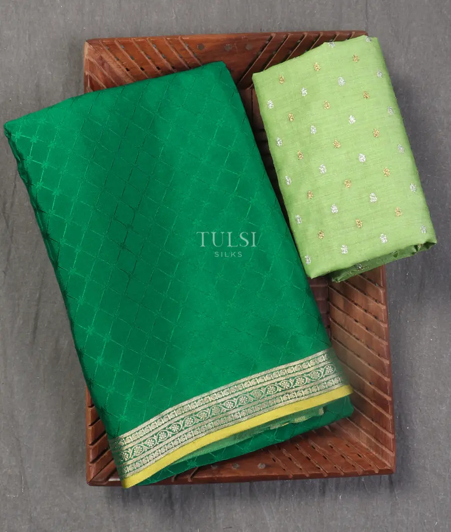 Green Crepe Silk Saree T523387-image